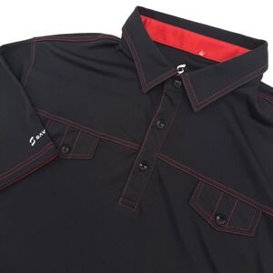 Savalino Polo Shirt Men 2XL Black Red Contrast Stitching Short Sleeve Athleisure